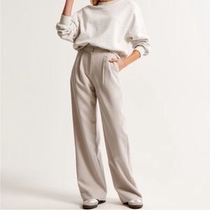 Abercrombie & Fitch Sloane Tailored High Rise Wide Leg Pant Light Taupe size 30